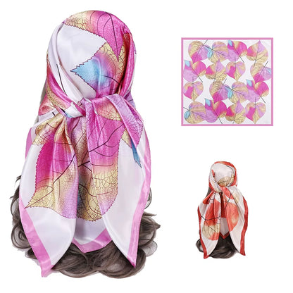 Customized Stylish Square Scarves Polyester Silk Feeling Satin Designer Head Scarf for Women