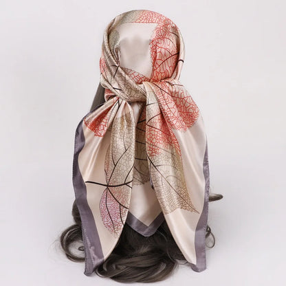 Customized Stylish Square Scarves Polyester Silk Feeling Satin Designer Head Scarf for Women