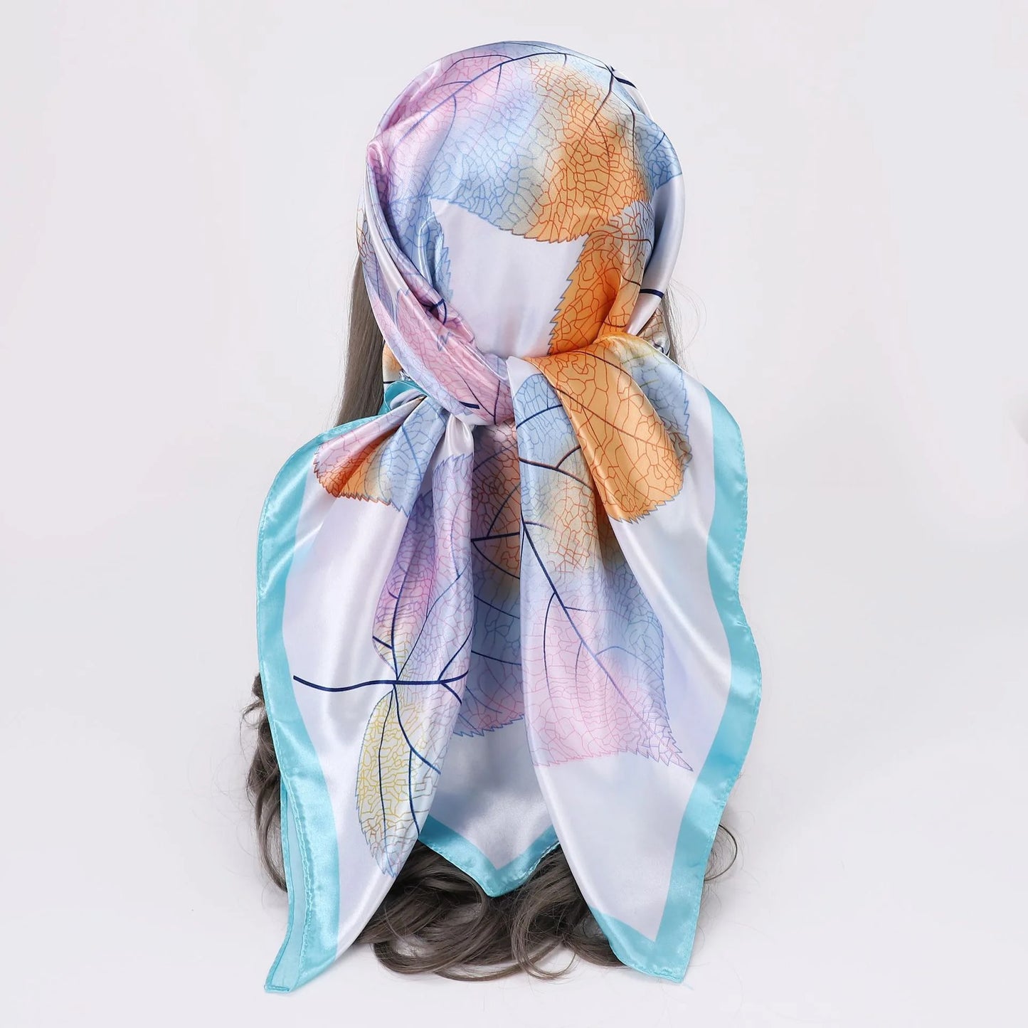 Customized Stylish Square Scarves Polyester Silk Feeling Satin Designer Head Scarf for Women