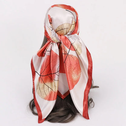 Customized Stylish Square Scarves Polyester Silk Feeling Satin Designer Head Scarf for Women