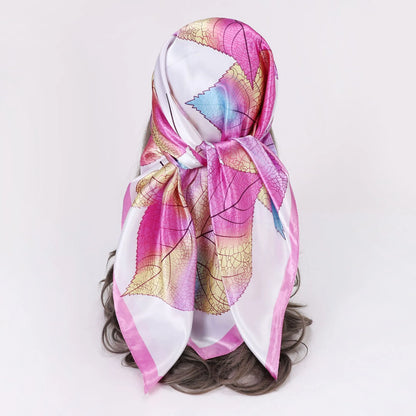 Customized Stylish Square Scarves Polyester Silk Feeling Satin Designer Head Scarf for Women